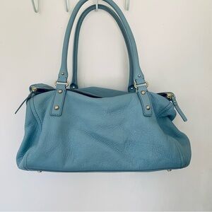 Kate Spade genuine pebbled blue leather folder shoulder handbag